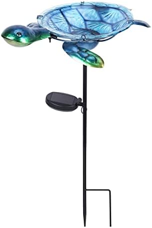 MUMTOP Outdoor Bird Bath Solar Birdbath Garden Turtle Bowl with Metal Stake by MUMTOP