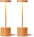 Kakanuo Wooden Rechargeable Cordless Lamp - Touch Control, 3 Color Temperature, LED Outdoor Wireless Lamp, Battery Operated Lamps, Stepless Dimmable, Set of 2 by KakanuoLightings