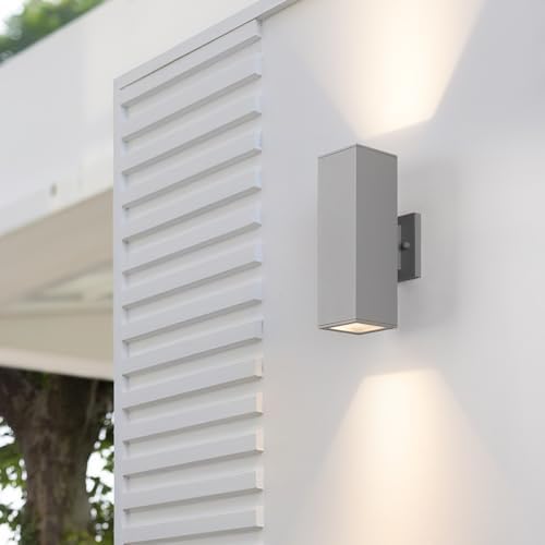 mirrea 12" Modern Outdoor Porch Light in 2 Lights, Matte Gray, 2 Pack - Image 4