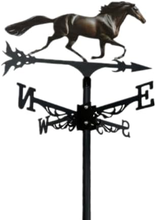 Metal Iron Art Rooster Weathervanes Rooftop Villa Wind Direction Indicator Vintage Fits Peacock Weather Vanes for Sheds Yard Pavilion (Horse B) by Unknown