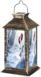 Solar Lantern Snowy Day Stained Glass Roses Sparkling Reflections Outdoor Waterproof Garden Hanging Lantern Solar Powered Lighting Outside Table Lamp for Patio Deck Camping 1 Pack by Unknown