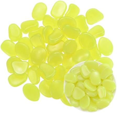 M METERXITY 50-Pack Glow in The Dark Rocks, 1.77" Resin Outdoor Garden Decorations Luminous Pebbles Stones for Garden Plants/Aquarium/Backyard Path, Aquarium Gravel [Yellow] by MMETERXITY