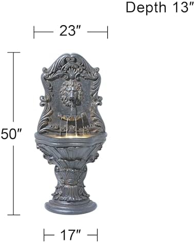 Royal Lion Acanthus 50" High Outdoor Indoor Large Fountain with LED Light - Image 4