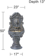 Royal Lion Acanthus 50" High Outdoor Indoor Large Fountain with LED Light - Image 4