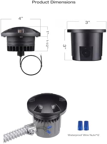 CLOUDY BAY [6 Pack] 6W LED Landscape Well Lights, 12-24V Low Voltage In-Ground Uplights IP65 Waterproof Aluminum Turret Top Anti-Glare,5CCT Selectable 2700K/3000K/3500K/4000K/5000K,Black - Image 3