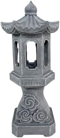 Resin Solar Japanese Pagoda Garden Statue Lantern, Decorative Zen Landscape Light for Yard Patio Lawn, Waterproof Outdoor Decor Style 2 - Image 3