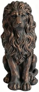 20.5" Brown Lion Statue, Resin Outdoor Guardian Sculpture, Faux Decor - Image 6