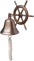 The Metal Magician Steering Wheel Wall Mounted Solid Brass Bell for Dinner, Indoor, Outdoor, School, Bar, Reception & Church - 4 Inch by The+Metal+Magician