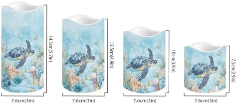 Turtle Flameless Flickering Candles 4 Pcs Real Wax Battery Operated Candles with Color Changing Timer Remote Control LED Pillar Candles for Wedding Party and Holiday Decoration - Image 2