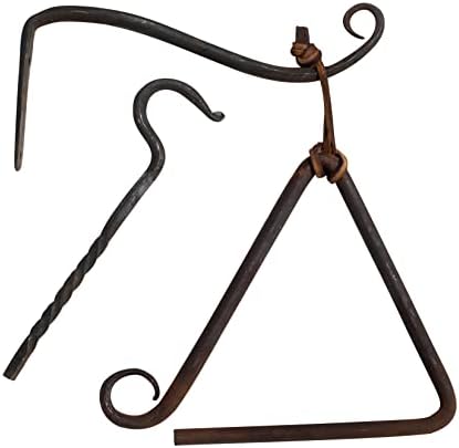 Artisan Owl Cast Iron Triangle Dinner Bell with Striker, Leather Strap & Hanging Bracket - Rustic Home Decor Accent, Decorative for Entryway, Kitchen, Garden, or Patio by ArtisanOwl