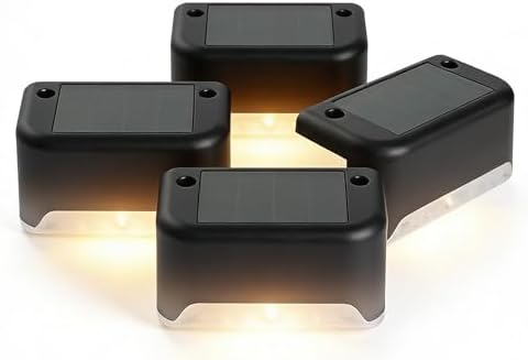 4 Pack Solar Step Lights, Waterproof Outdoor LED Deck Lights, Black Solar Stair Lights for Garden, Patio, Fence, Yard, Staircase by Unknown