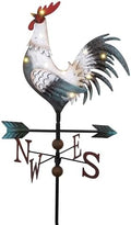 TERESA'S COLLECTIONS Garden Decor with Solar Outdoor Lights, White Rooster Yard Art Sign for Outside, 39.4'' Metal Weathervane Decorative Garden Stake for Outdoor Decor, Lawn, Gifts for Fathers Day by TERESASCOLLECTIONS