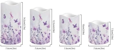 Floral Butterfly Flameless Light Candles with Timer Remote Control Battery Operated Candles with Color Changing Fake Electric Pillar Candle Tea Lights Home Table Indoor Beach Decoration - Image 2