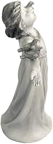 Design Toscano Basking in Glory Little Girl with Birds Outdoor Garden Statue, Small, 12 inches Tall, Cast Stone Resin, Two Tone Stone Finish - Image 5