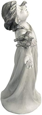 Design Toscano Basking in Glory Little Girl with Birds Outdoor Garden Statue, Small, 12 inches Tall, Cast Stone Resin, Two Tone Stone Finish - Image 5