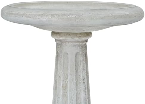 Christopher Knight Home Daisy 22.28'' H Bird Bath for Outside, Pedestal Bird Baths Bowl with Fluted Design, Polyresin Bird Bath with Classic Style Design for Garden Decor & Bird Attraction, White - Image 4
