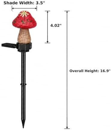 Solar Mushroom Lights Outdoor, 2 Pack Waterproof Decorative Garden Pathway Lights, Hand-Painted Resin Fairy Garden Decor for Yard Lawn Patio Walkway, Unique Gift for Women Garden Lovers - Image 3