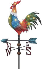 TERESA'S COLLECTIONS Garden Decor with Solar Outdoor Lights, Red Rooster Yard Art Sign for Outside, 39.4'' Metal Weathervane Decorative Garden Stake for Outdoor Decor Lawn, Gifts for Mom by TERESASCOLLECTIONS