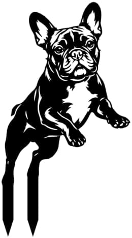 Dog Metal Garden Stake - Weatherproof Dog Silhouette Yard Art, Decorative Outdoor Sign for Lawn & Patio, Heartfelt Gift for Soft French Bulldog Lovers(Jump,10") by VORISCAPE