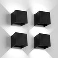 Mille Lucciole 12W 4Pack Outdoor Wall Lights Exterior/Interior,LED Black Outdoor Wall Sconces Light Fixtures Modern,IP65 Waterproof Square Aluminum Wall Lamps, Up and Down Lights 6500K Cold Lights by MilleLucciole
