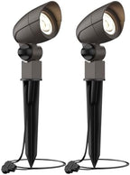GOLDEN STAR Low Voltage Landscape Lights 3W LED Outdoor Landscape Floodlight 12V Bronze Waterproof 200Lumen Spotlight 3000K Warm White Outdoor Lighting with Stake & Connector for Yard Garden Tree 2PK by GOLDENSTAR