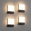 Outdoor Square Led Wall Light,Hardwired,24W 3000K,4-Pack,Black by Aoceley