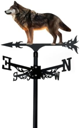 Metal Rooster Weather Vane, Retro Style, Suitable for Rooftop Villas and Peacock Weather vanes; Ideal for Sheds, courtyards, and gazebos. (Wild Wolf C) by Unknown