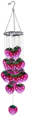 Glass Strawberry Wind Chimes - Hand-Painted Glass Strawberry Suncatcher for Window,Outdoor Garden Decor,Colorful Strawberry Ornaments Hanging Wall Art for Patio,Unique Memorial Gifts for Women & Mom by Unknown