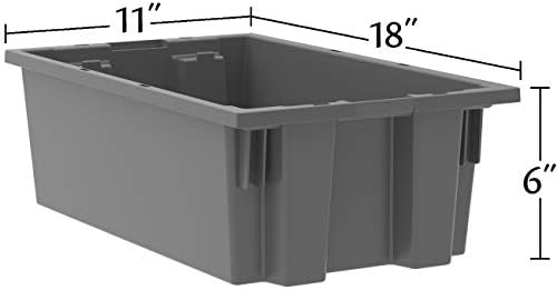 Akro-Mils 35180 Nest and Stack Plastic Storage Container and Distribution Tote, (18-Inch L x 11-Inch W x 6-Inch H), Gray, (6-Pack) - Image 2