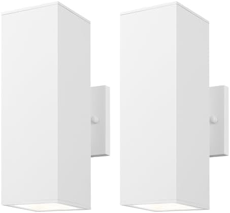 mirrea 12" Modern Outdoor Porch Light in 2 Lights, Matte White, 2 Pack by mirrea