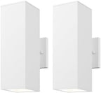mirrea 12" Modern Outdoor Porch Light in 2 Lights, Matte White, 2 Pack by mirrea