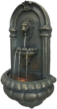 Teamson Home 32.1 in. Wall-Mounted Lion Head Stone LED Outdoor Water Fountain for Gardens, Landscaping, Patios, Balconies, Lawns to Create a Calming Oasis in Outdoor Living Spaces, Antique Bronze - Image 7