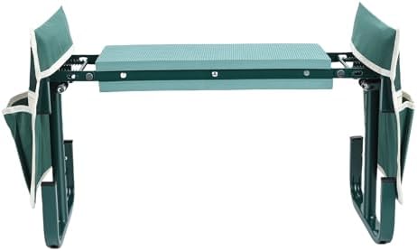 Tnfeeon Upgraded Wide Garden Kneeler and Seat with 2 Tool Pouches, Workseats 2 Tool Pouches, 10.6 Inch Width Foldable Stool Bench Kneeling Sitting Support 400 Lbs Gardeners Seniors (Green) - Image 4