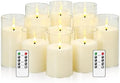 kakoya Flickering Flameless Candles Battery Operated with Remote and 2/4/6/8 H Timer Acrylic Led Pillar Candles Pack of 9 (D 3" xH 4" 5" 6") with Realistic 3D Wick Candles for Home Decor(Ivory) by FLAMELESSCANDLES