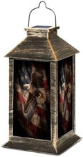 Solar Lantern Patriotic Eagle Soaring Weathered Flag Canvas Decor Outdoor Waterproof Garden Hanging Lantern Solar Powered Lighting Outside Table Lamp for Patio Deck Camping 1 Pack by Unknown