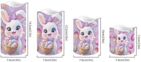 Rabbit and Easter Eggs Flameless Candles LED Pillar Candles Battery Operated Candles with Remote and Timers Color Changing Electric Fake Plastic Candles Easter Decor Set of 4 - Image 2