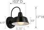 Design House Mason Farmhouse Gooseneck Barn Light, Outdoor Exterior Porch or Patio Wall Light Fixture, Satin Black, 8 Inch Diameter, 1-Pack, 579367 - Image 2
