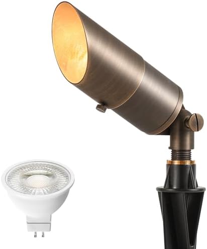 LUTEC Solid Brass Low Voltage Landscape Lighting, 12V Heavy Duty Waterproof Landscape Spotlights, Adjustable Bronze Uplights Outdoor Fixtures for Garden Yard Pathway Tree with MR16 Bulb by LUTEC