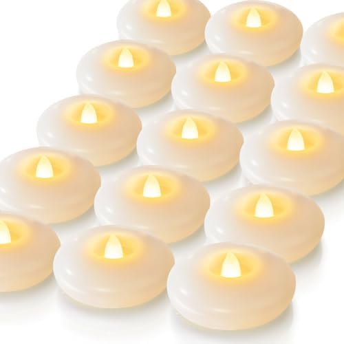 Homemory 24Pack 3" White Flameless Floating LED Candle, Waterproof Tealight by Homemory