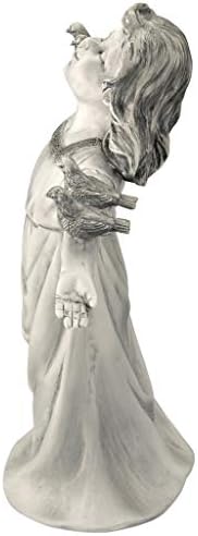 Design Toscano Basking in Glory Little Girl with Birds Outdoor Garden Statue, Small, 12 inches Tall, Cast Stone Resin, Two Tone Stone Finish - Image 6