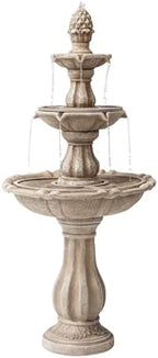 XBrand 51" 3-Tier Outdoor Water Fountain with Pump, Weather-Resistant Resin Freestanding Water Feature for Garden & Patio, Beige, Large Backyard Decor by XBrandHomeGarden