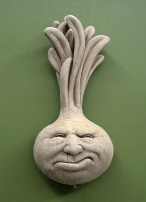 Carruth Studio, Ornery Onion Figurine, Original Sculpture Handcrafted in Stone, Artisan Made - Image 2