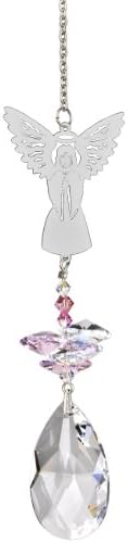 Woodstock Chimes Sun Catcher Crystal Fantasy, 4.5" Angel Crystal Suncatcher Pink Hanging Window Prism for Indoor Kitchen Office Gifts Rearview Car Mirror Décor, Rainbow Makers Collection by WoodstockChimes