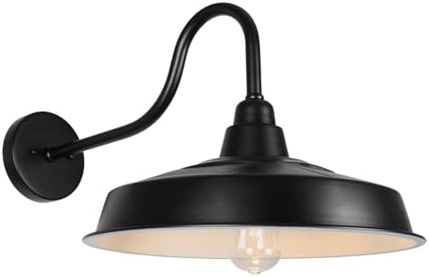 Solar Barn Light Outdoor, 16 Inch Dome Wall Light Solar Powered, Farmhouse Exterior Wall Sconce, Industrial Outside Lighting Fixture, Rustic Lantern for Garage, Barn, Shed, RZSR020W by Diyel