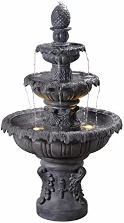 Kenroy Home Ibiza Outdoor Floor Fountain with Gray Finish, Classic Style, 45" Height, 25.5" Width, 25.5" Depth by KenroyHome