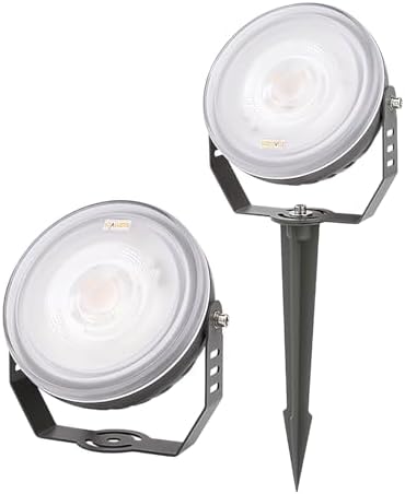 LED Landscape Spotlight, IP67 Waterproof 120V 3000K Edge-Lit Outdoor Spot Light, 270° Adjustable Bracket Thickened Aluminum Light for Yard Garden Tree Architectural Lighting (24 Watts (Gray)) by Unknown