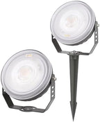 LED Landscape Spotlight, IP67 Waterproof 120V 3000K Edge-Lit Outdoor Spot Light, 270° Adjustable Bracket Thickened Aluminum Light for Yard Garden Tree Architectural Lighting (24 Watts (Gray)) by Unknown