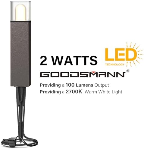 GOODSMANN 12V AC Low Voltage LED Bollard Path Lights Bronze Finish 8PK - Image 2