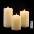 Flameless Pillar Candles Flickering with Remote Timer, Battery Operated LED Candles Up to 400 Hours, 3D Moving Flame Real Wax Candles. (Ivory Melted Top) by CozierGlow