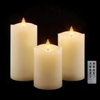 Flameless Pillar Candles Flickering with Remote Timer, Battery Operated LED Candles Up to 400 Hours, 3D Moving Flame Real Wax Candles. (Ivory Melted Top) by CozierGlow